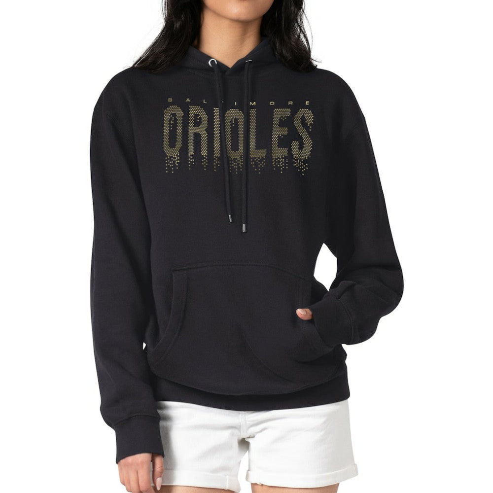 Baltimore Orioles G-III 4Her by Carl Banks Women's Metallic Drop Fleece Hoodie - Black