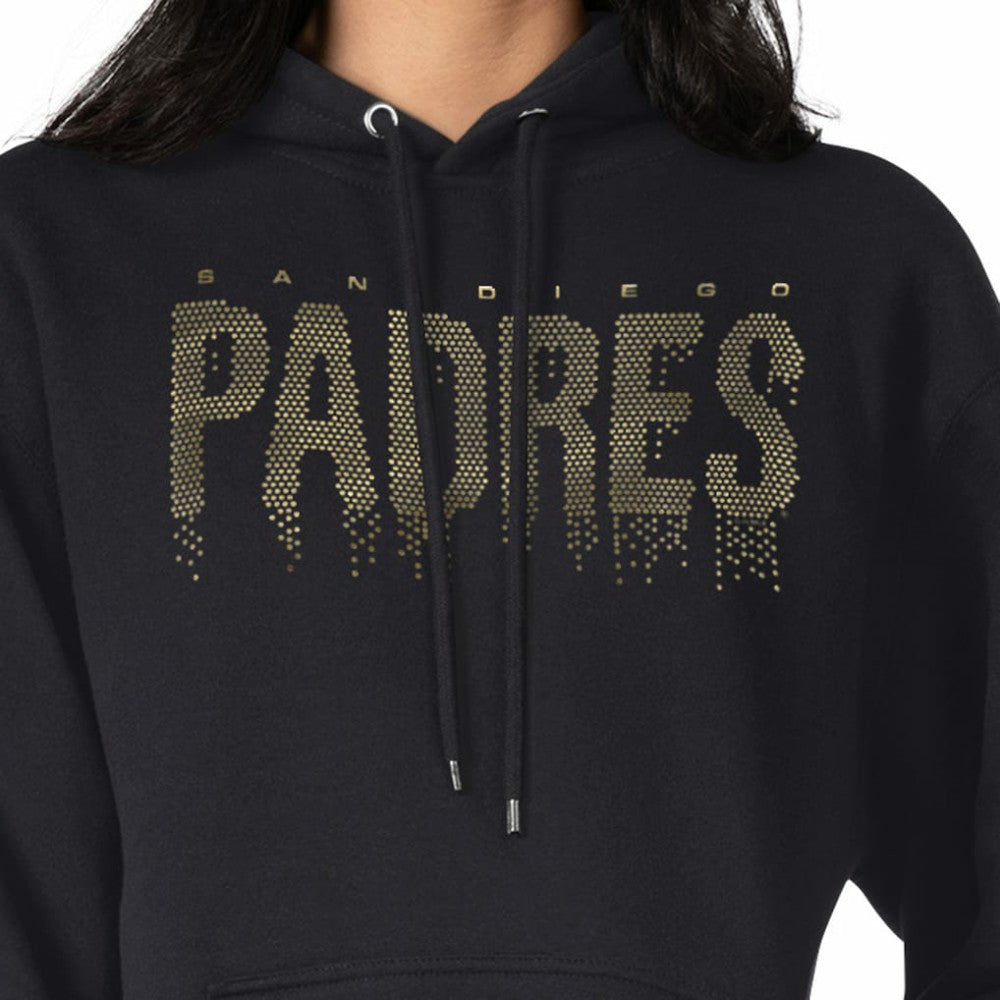 San Diego Padres G-III 4Her by Carl Banks Women's Metallic Drop Fleece Hoodie - Black