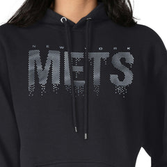 New York Mets G-III 4Her by Carl Banks Women's Metallic Drop Fleece Hoodie - Black