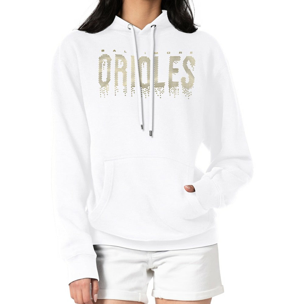 Baltimore Orioles G-III 4Her by Carl Banks Women's Metallic Drop Fleece Hoodie - White
