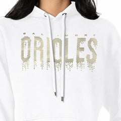 Baltimore Orioles G-III 4Her by Carl Banks Women's Metallic Drop Fleece Hoodie - White