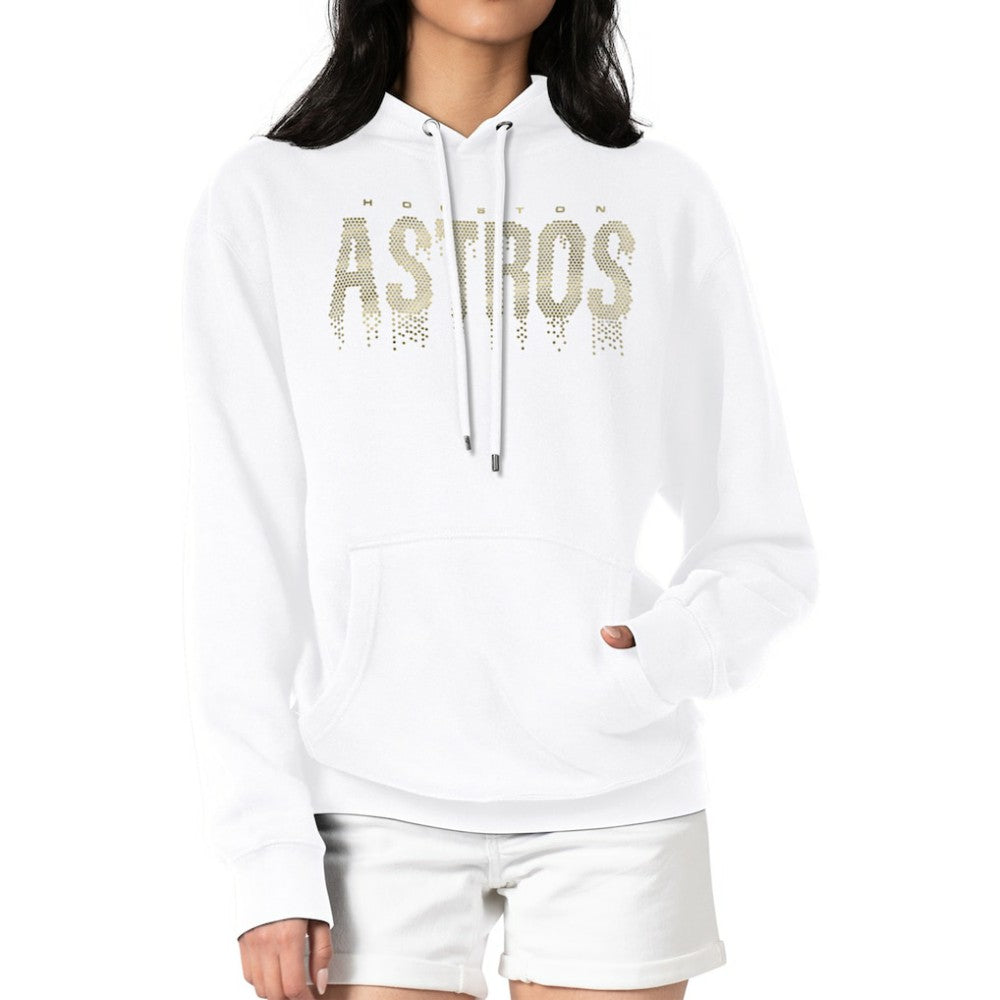 Houston Astros G-III 4Her by Carl Banks Women's Metallic Drop Fleece Hoodie - White