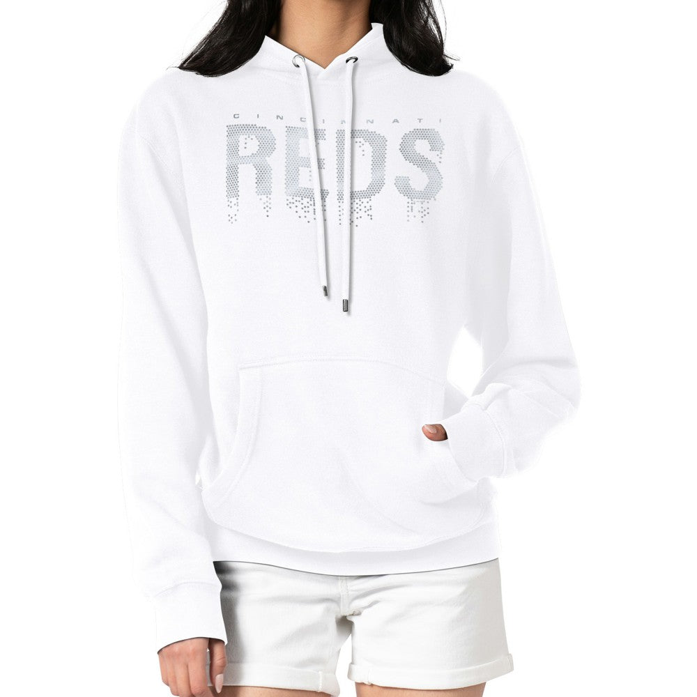 Cincinnati Reds G-III 4Her by Carl Banks Women's Metallic Drop Fleece Hoodie - White