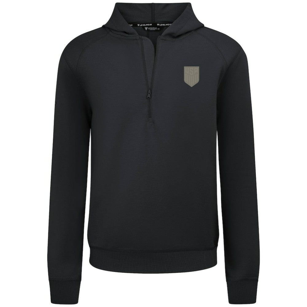 USMNT Levelwear Technic Tri-Blend Quarter-Zip Hoodie - Black on sale