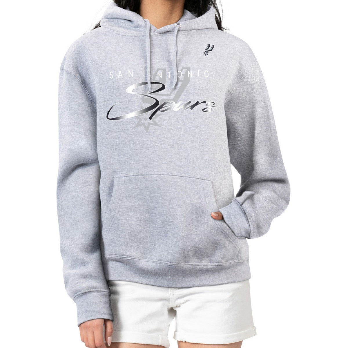 San Antonio Spurs G-III 4Her by Carl Banks Women's Shadow Logo Tri-Blend Fleece Hoodie - Gray outlet