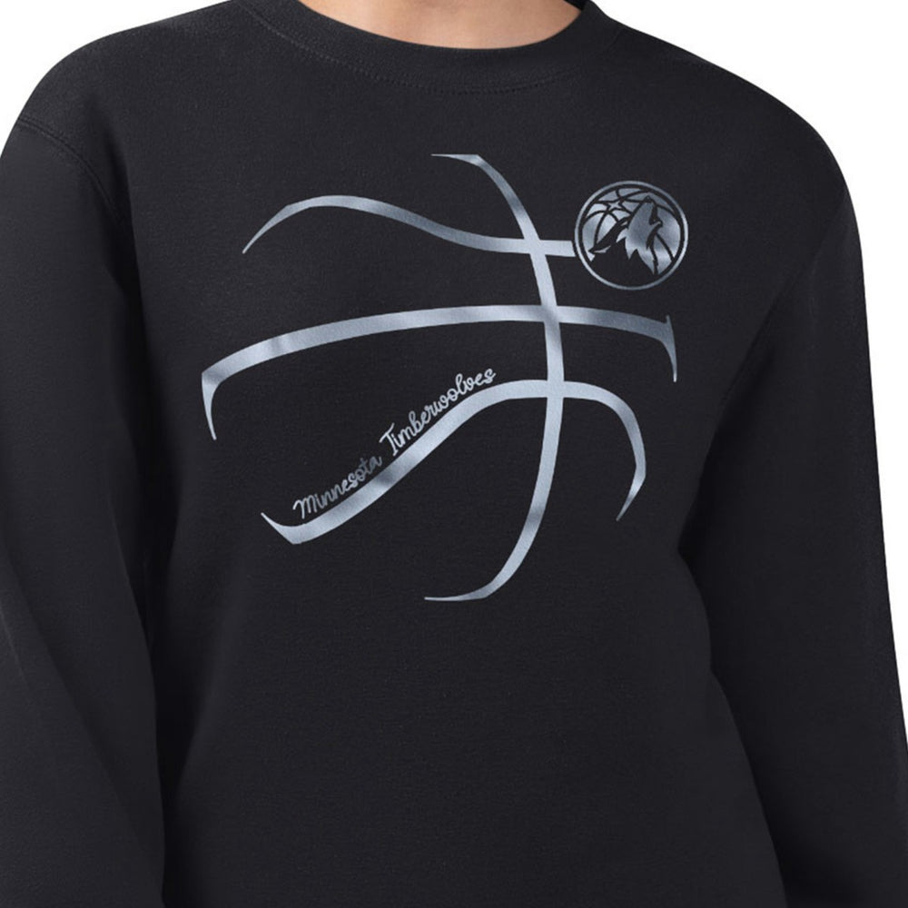 Minnesota Timberwolves G-III 4Her by Carl Banks Women's Metallic Print Basketball Sketch Fleece Sweatshirt - Black cheap