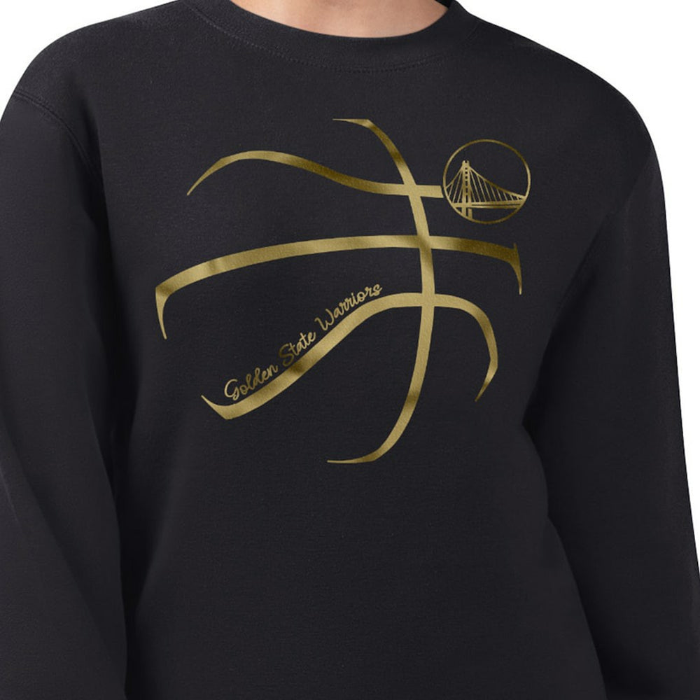 Golden State Warriors G-III 4Her by Carl Banks Women's Metallic Print Basketball Sketch Fleece Sweatshirt sale - Black for sale