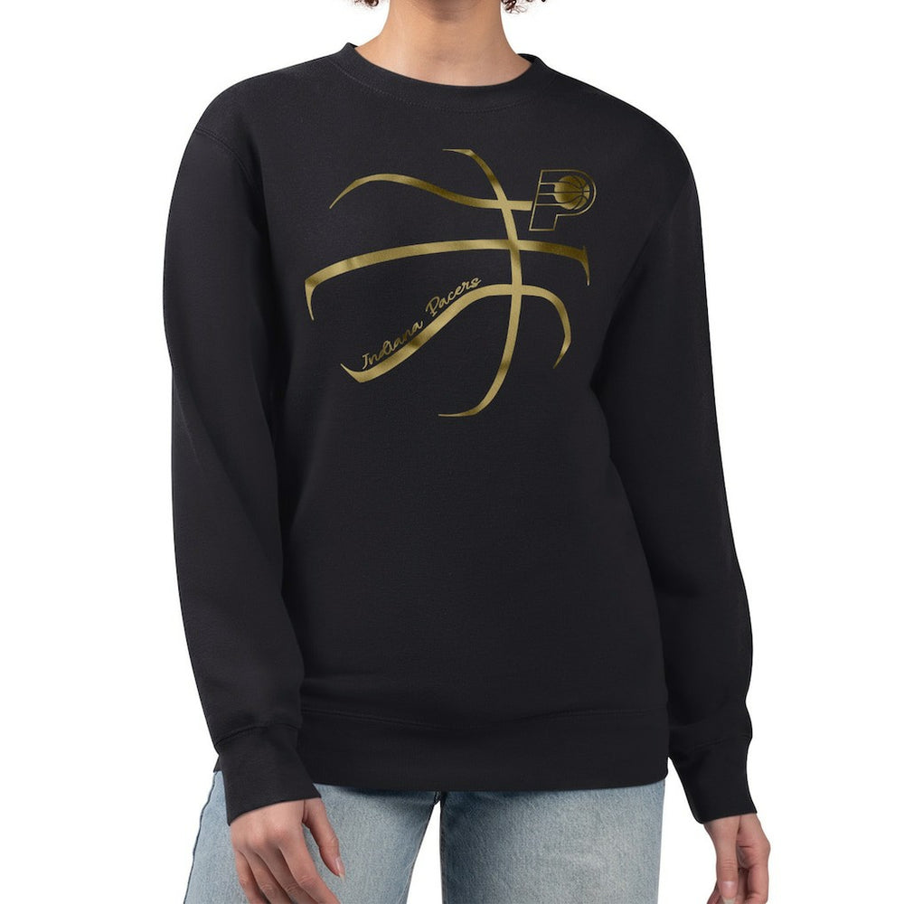 Indiana Pacers G-III 4Her by Carl Banks Women's Metallic Print Basketball Sketch Fleece Sweatshirt - Black online