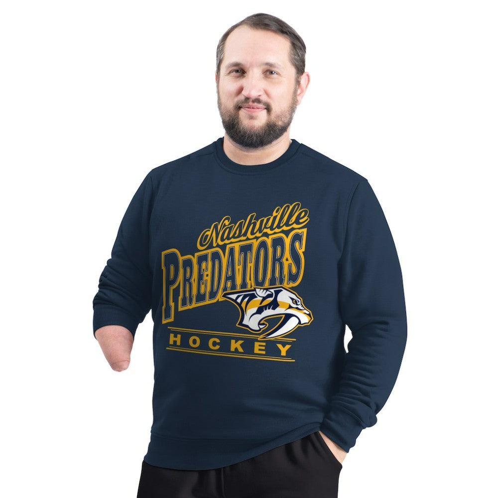 Nashville Predators G-III Sports by Carl Banks Adaptive Headliner Fleece Sweatshirt Navy