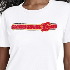 Calgary Flames Starter Women's Team Stripe T-Shirt White