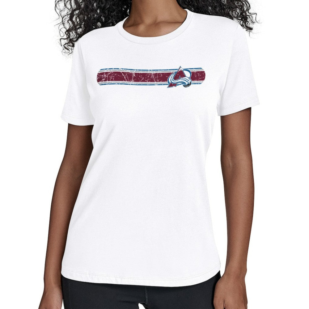 Colorado Avalanche Starter Women's Team Stripe T-Shirt White