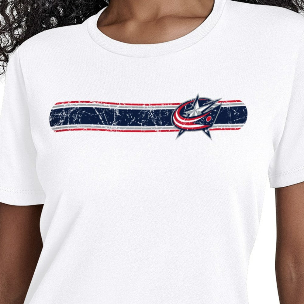 Columbus Blue Jackets Starter Women's Team Stripe T-Shirt White