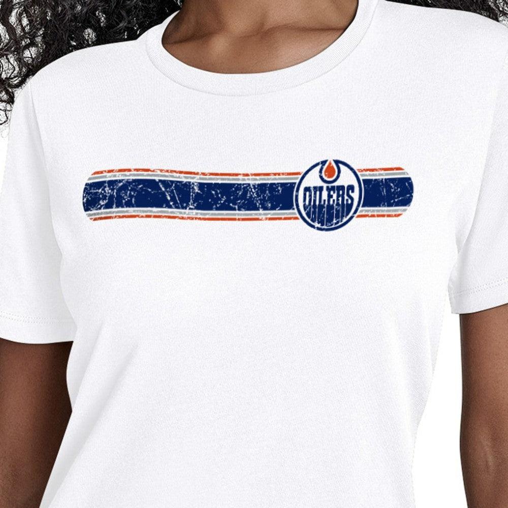 Edmonton Oilers Starter Women's Team Stripe T-Shirt White