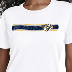 Nashville Predators Starter Women's Team Stripe T-Shirt White