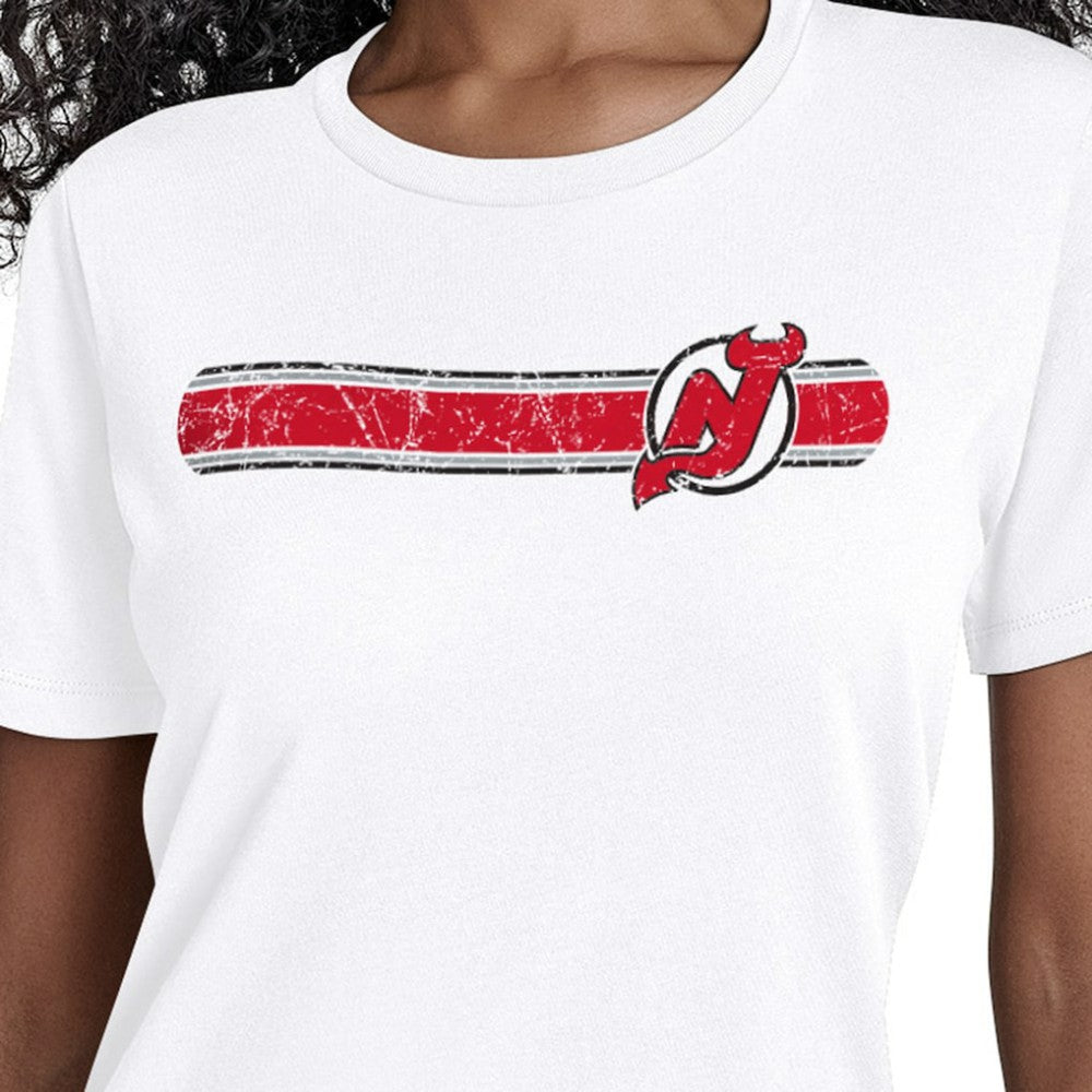 New Jersey Devils Starter Women's Team Stripe T-Shirt White