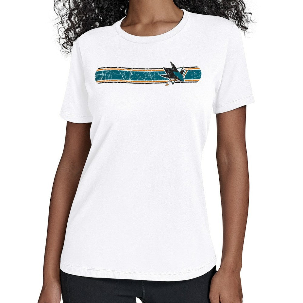 San Jose Sharks Starter Women's Team Stripe T-Shirt White