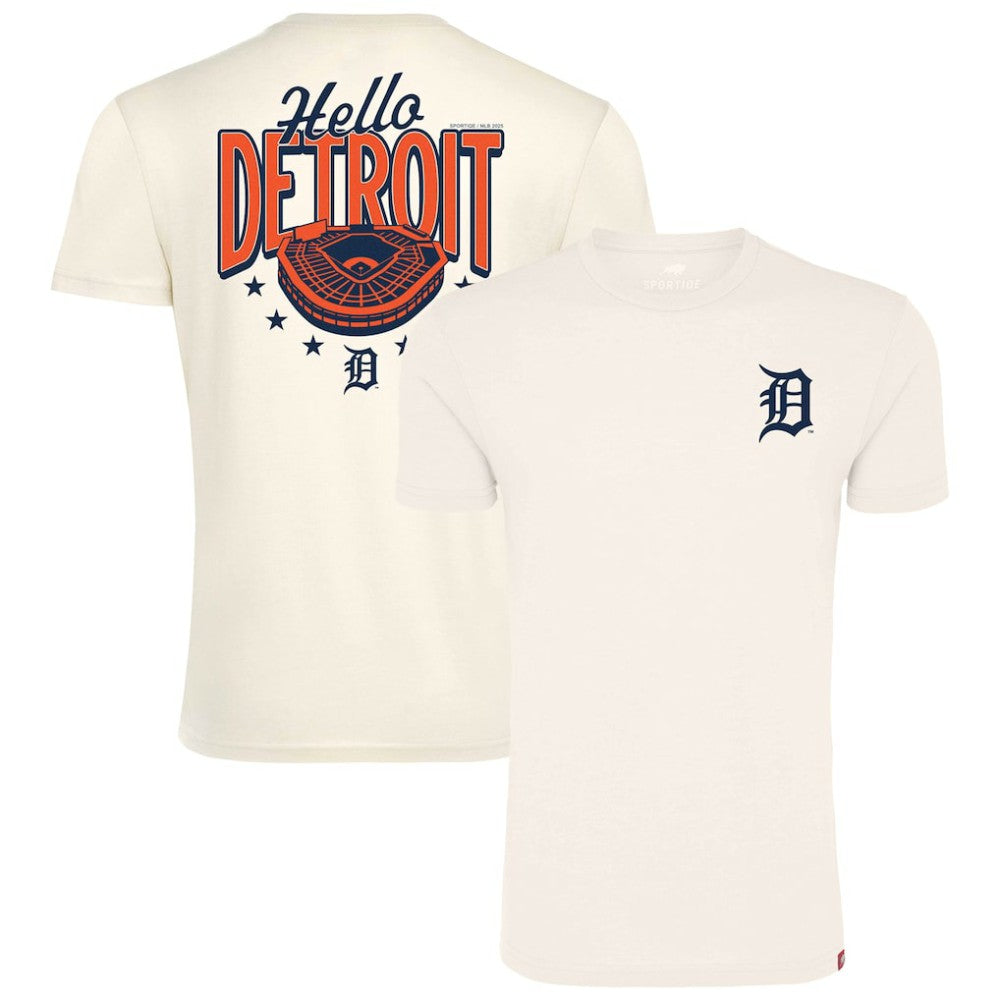 Detroit Tigers Sportiqe Unisex Hello Detroit Duke Oversized T-Shirt - Cream