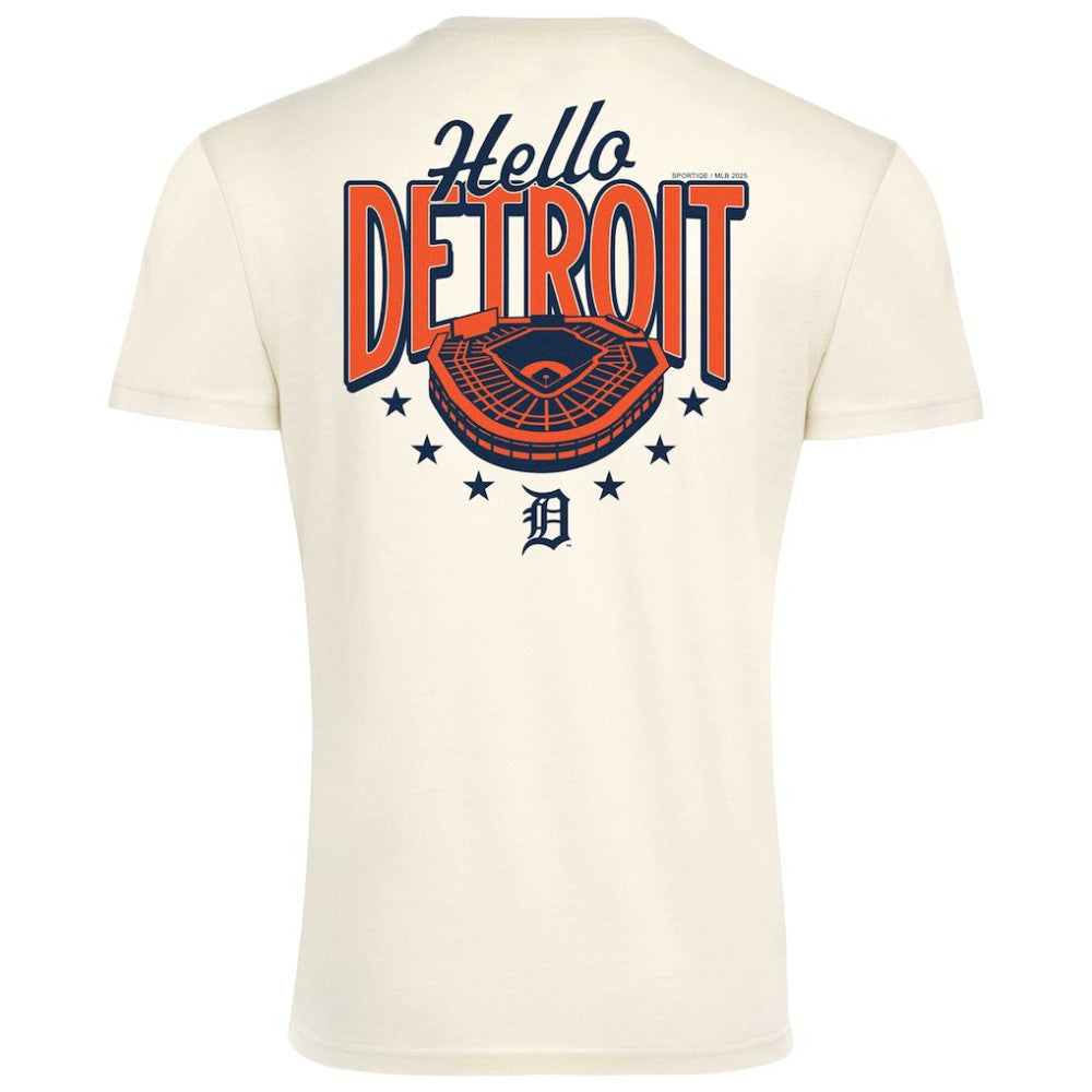 Detroit Tigers Sportiqe Unisex Hello Detroit Duke Oversized T-Shirt - Cream