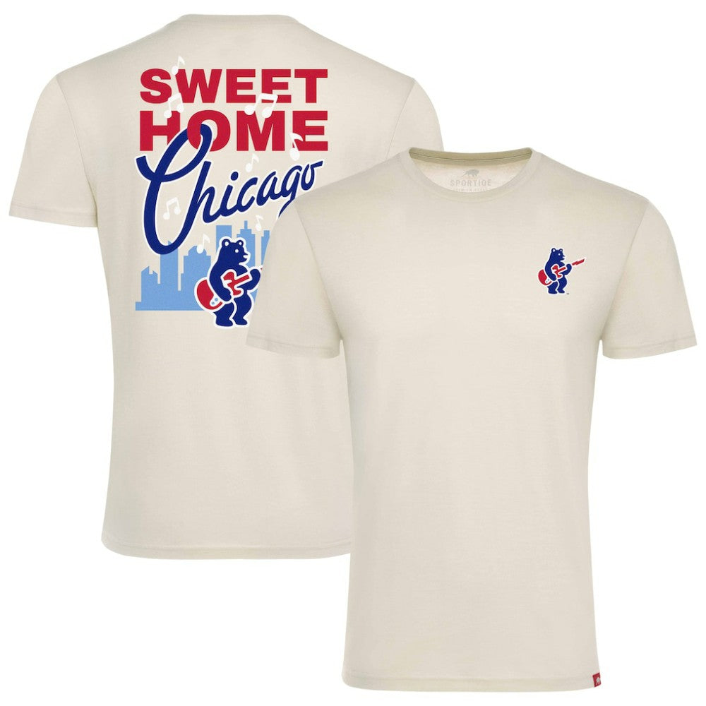 Chicago Cubs Sportiqe Unisex Sweet Home Chicago Comfy Tri-Blend Jersey T-Shirt - Cream