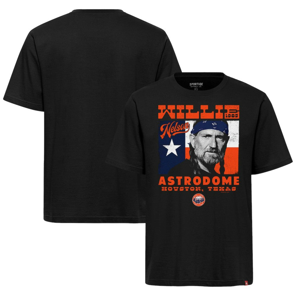 Houston Astros x Willie Nelson Sportiqe Unisex Astrodome Tri-Blend T-Shirt - Black