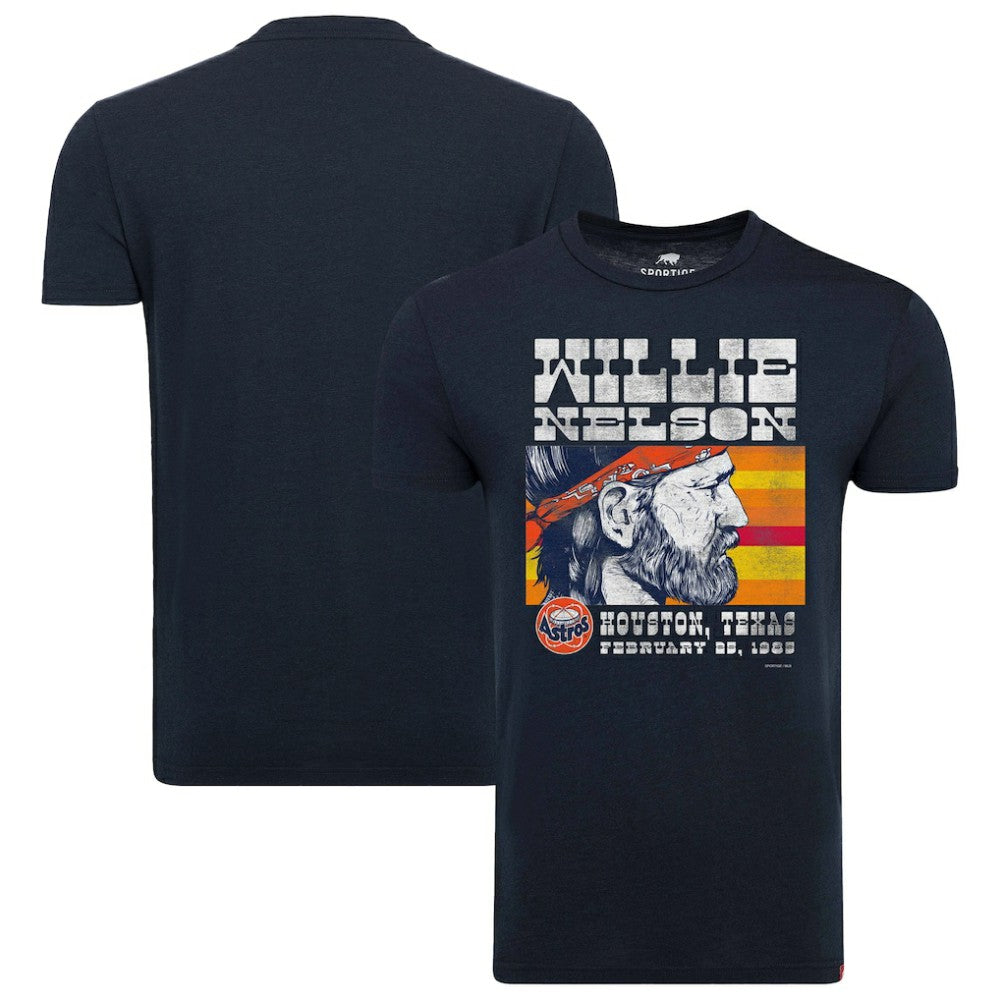 Houston Astros x Willie Nelson Sportiqe Unisex Comfy Tri-Blend T-Shirt - Navy
