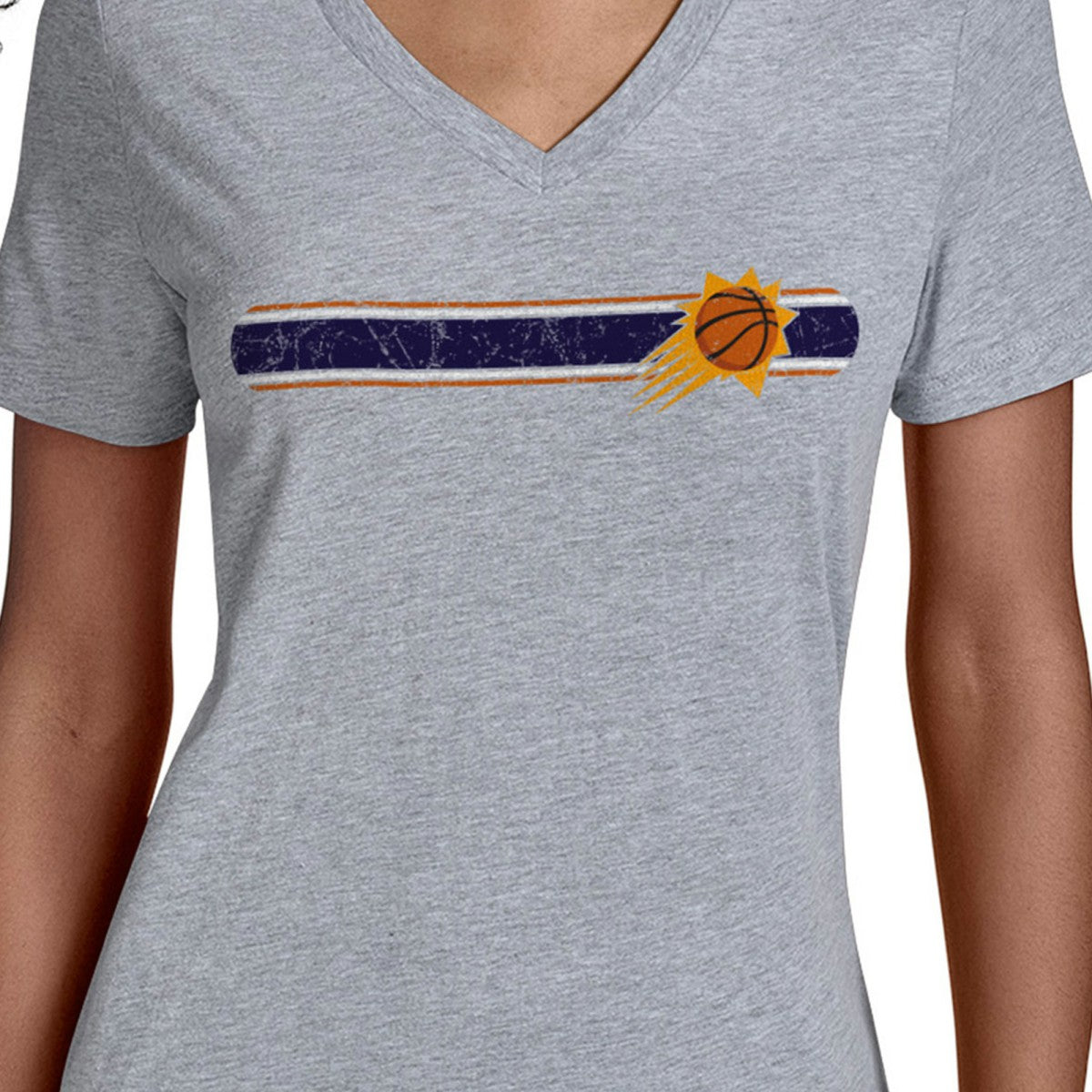 Phoenix Suns Starter Women's Team Stripe V-Neck T-Shirt - Gray shop