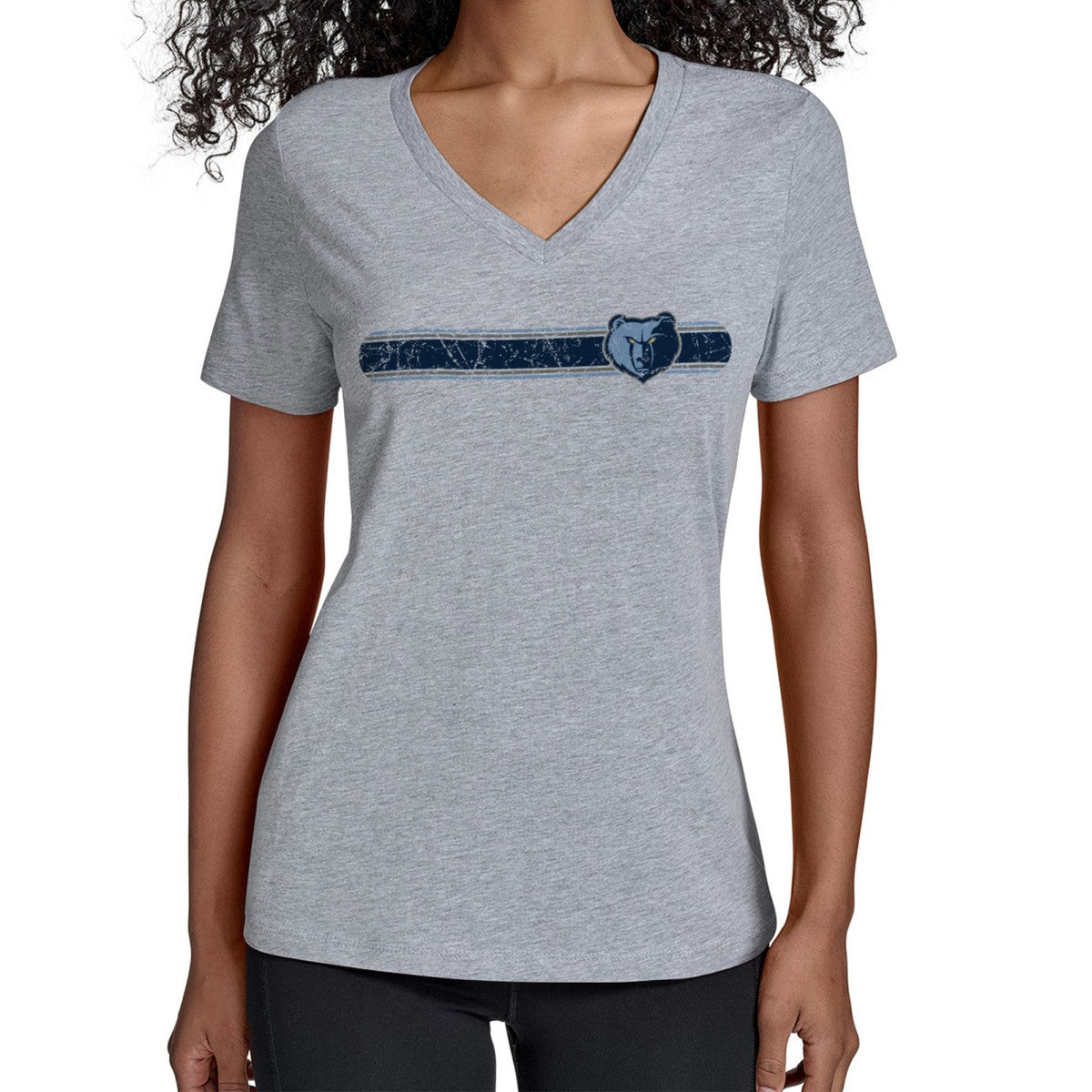 Memphis Grizzlies Starter Women's Team Stripe V-Neck T-Shirt - Gray cheap