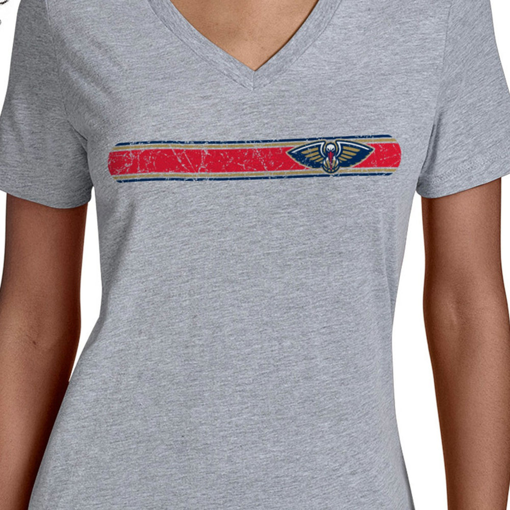 New Orleans Pelicans Starter Women's Team Stripe V-Neck T-Shirt - Gray cheap