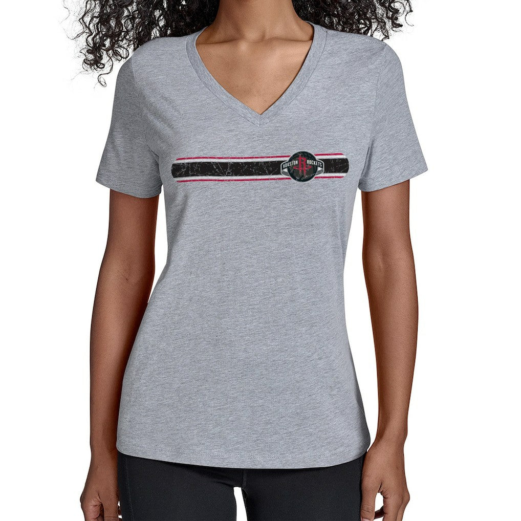 Houston Rockets Starter Women's Team Stripe V-Neck T-Shirt - Gray for sale