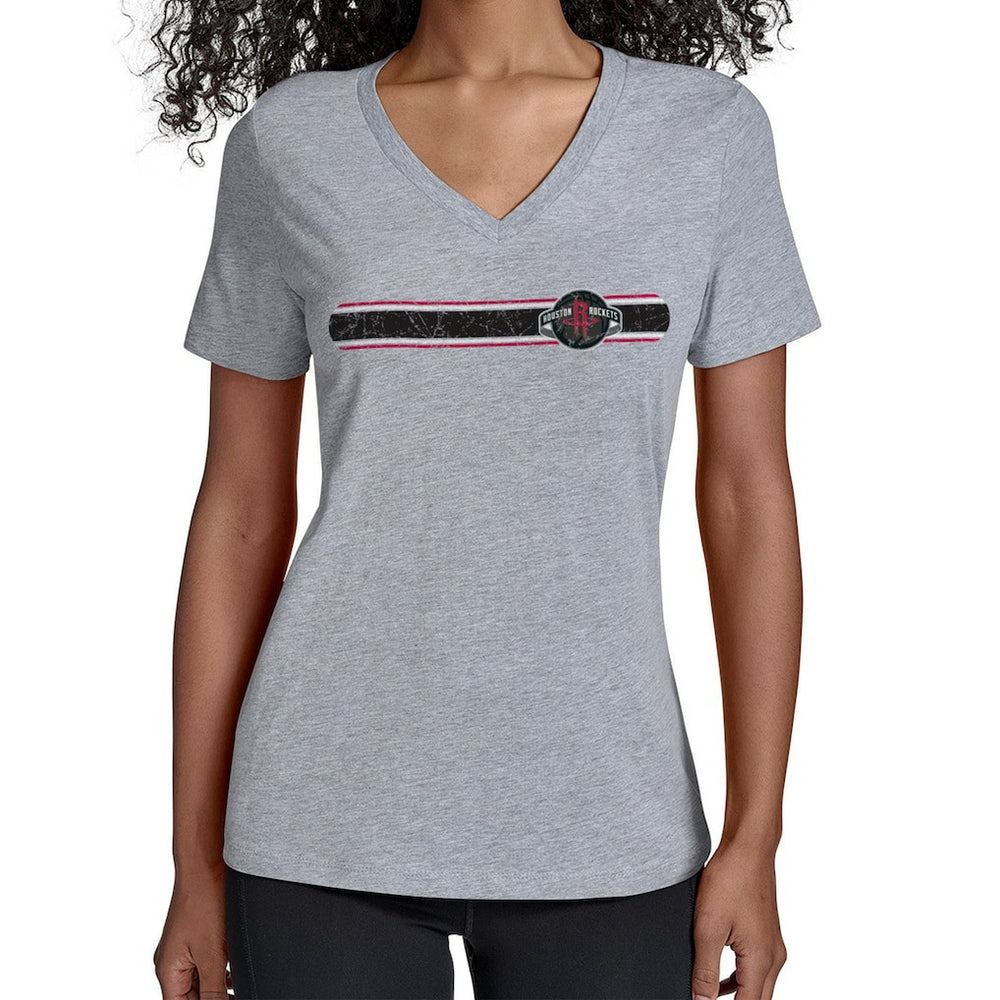 Houston Rockets Starter Women's Team Stripe V-Neck T-Shirt - Gray for sale
