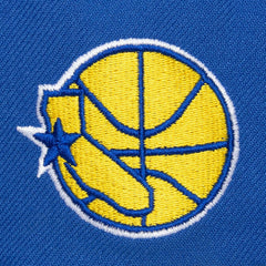Golden State Warriors Hardwood Classics Old School Stacked Text Snapback Hat sale - Royal | Mitchell & Ness sale