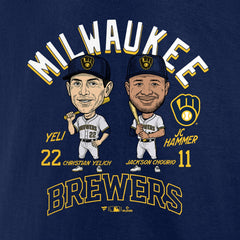 Jackson Chourio & Christian Yelich Milwaukee Brewers Player Duo T-Shirt - Navy