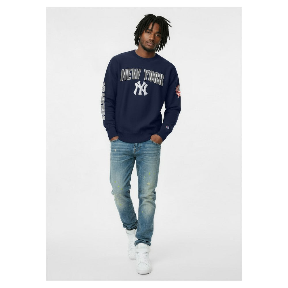 New York Yankees Champion Reverse Weave Chenille Sweatshirt - Navy