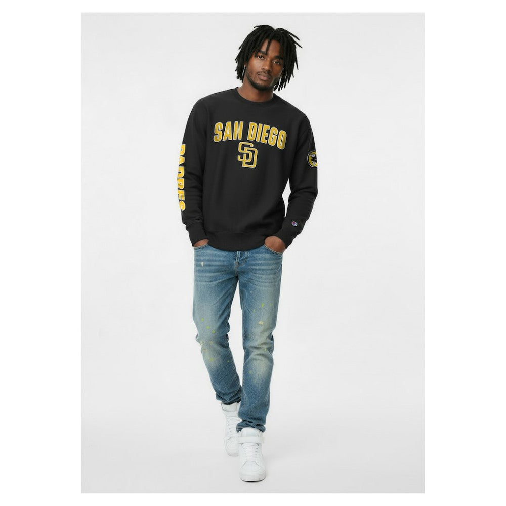 San Diego Padres Champion Reverse Weave Chenille Sweatshirt - Black