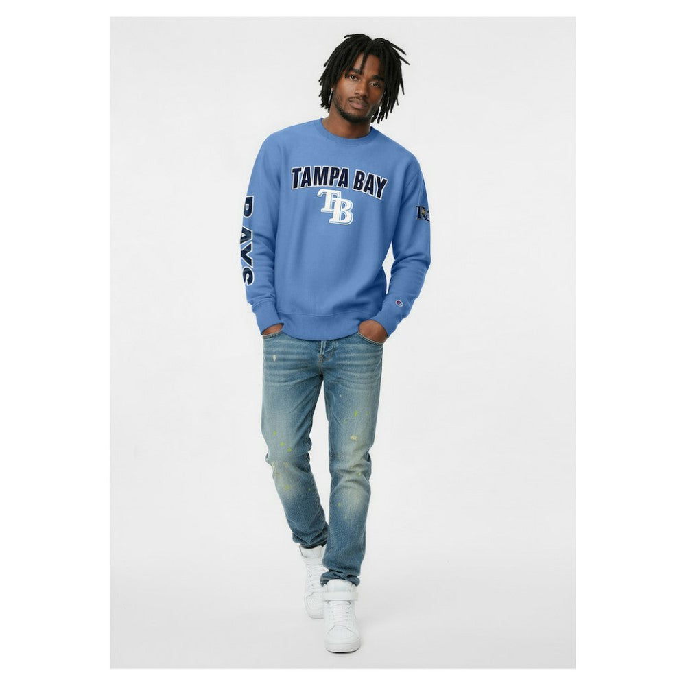 Tampa Bay Rays Champion Reverse Weave Chenille Sweatshirt - Light Blue