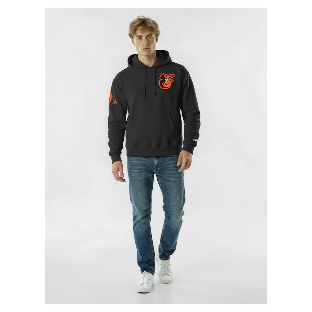 Baltimore Orioles Champion Reverse Weave Chenille Hoodie - Black