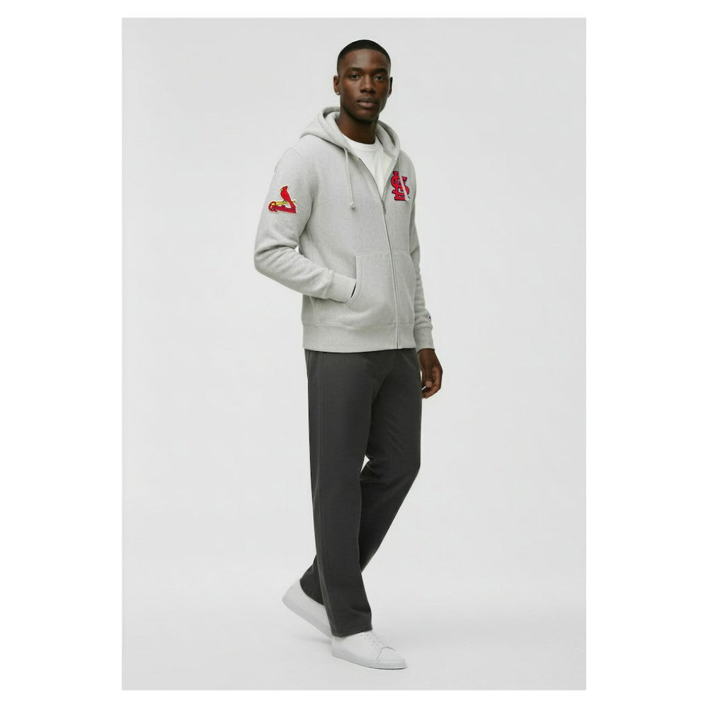 St. Louis Cardinals Champion Reverse Weave Chenille Full-Zip Hoodie - Gray