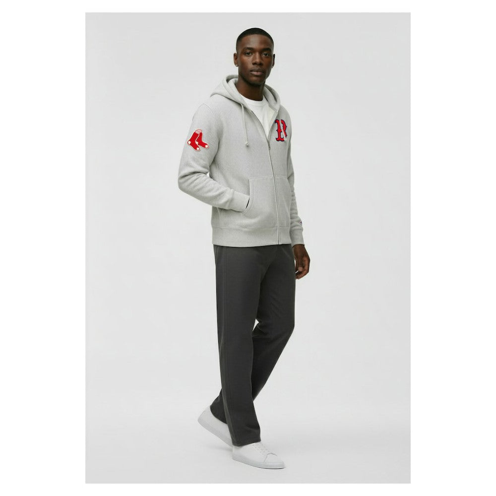 Boston Red Sox Champion Reverse Weave Chenille Full-Zip Hoodie - Gray
