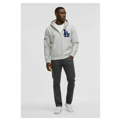Los Angeles Dodgers Champion Reverse Weave Chenille Full-Zip Hoodie - Gray
