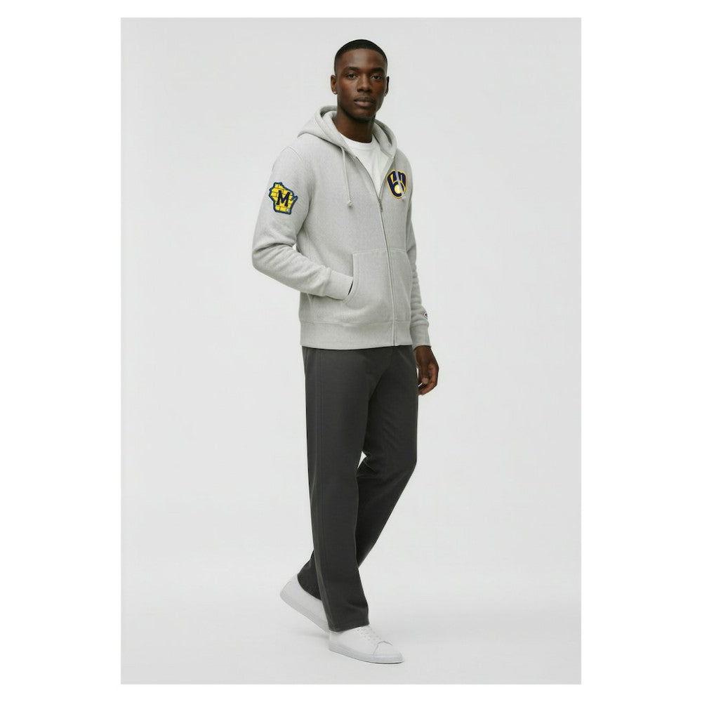 Milwaukee Brewers Champion Reverse Weave Chenille Full-Zip Hoodie - Gray