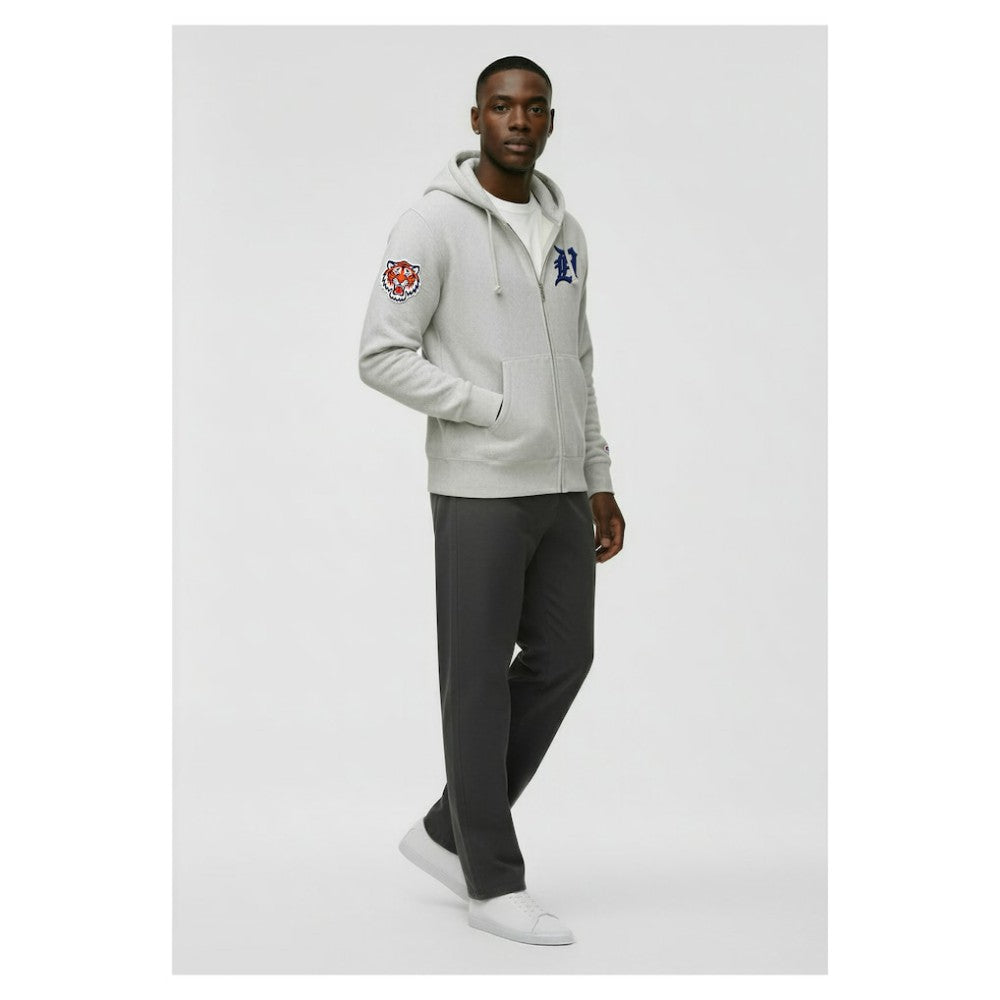Detroit Tigers Champion Reverse Weave Chenille Full-Zip Hoodie - Gray