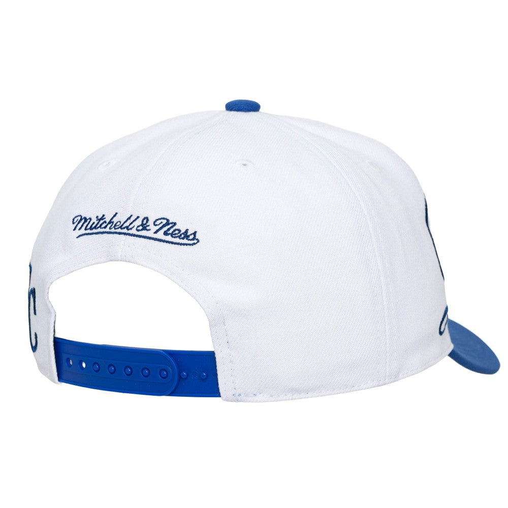 Kansas City Royals Unisex XL Script Pro Crown Snapback Hat - White/Royal | Mitchell & Ness