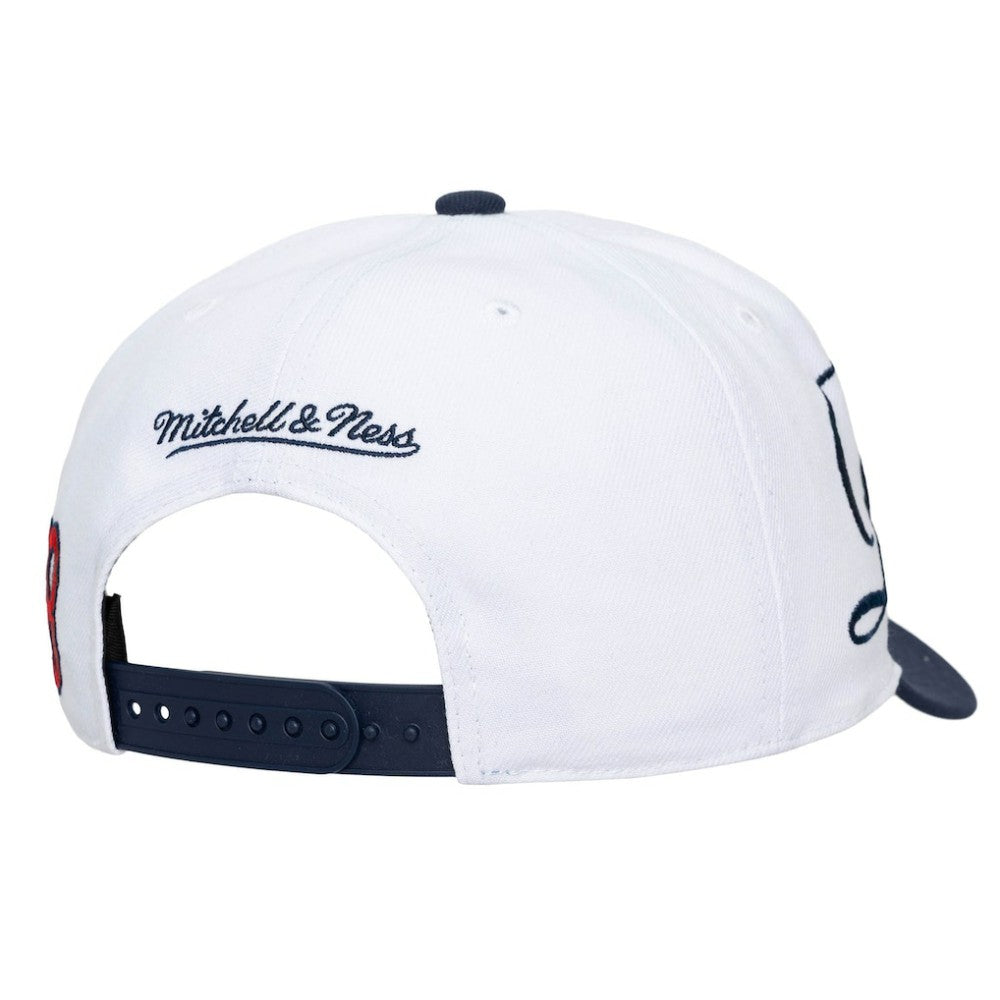 Boston Red Sox Unisex XL Script Pro Crown Snapback Hat - White/Navy | Mitchell & Ness