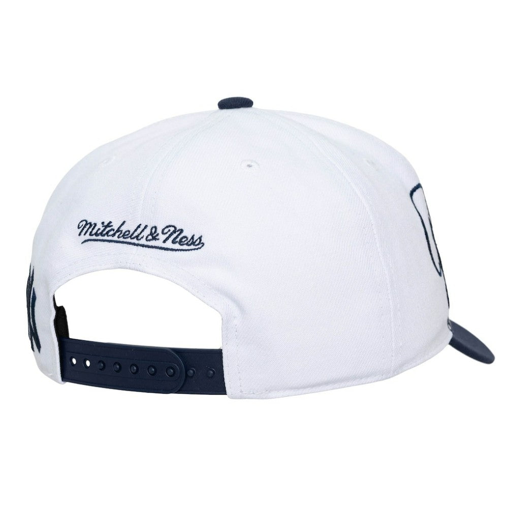 New York Yankees Unisex XL Script Pro Crown Adjustable Hat - White/Navy | Mitchell & Ness