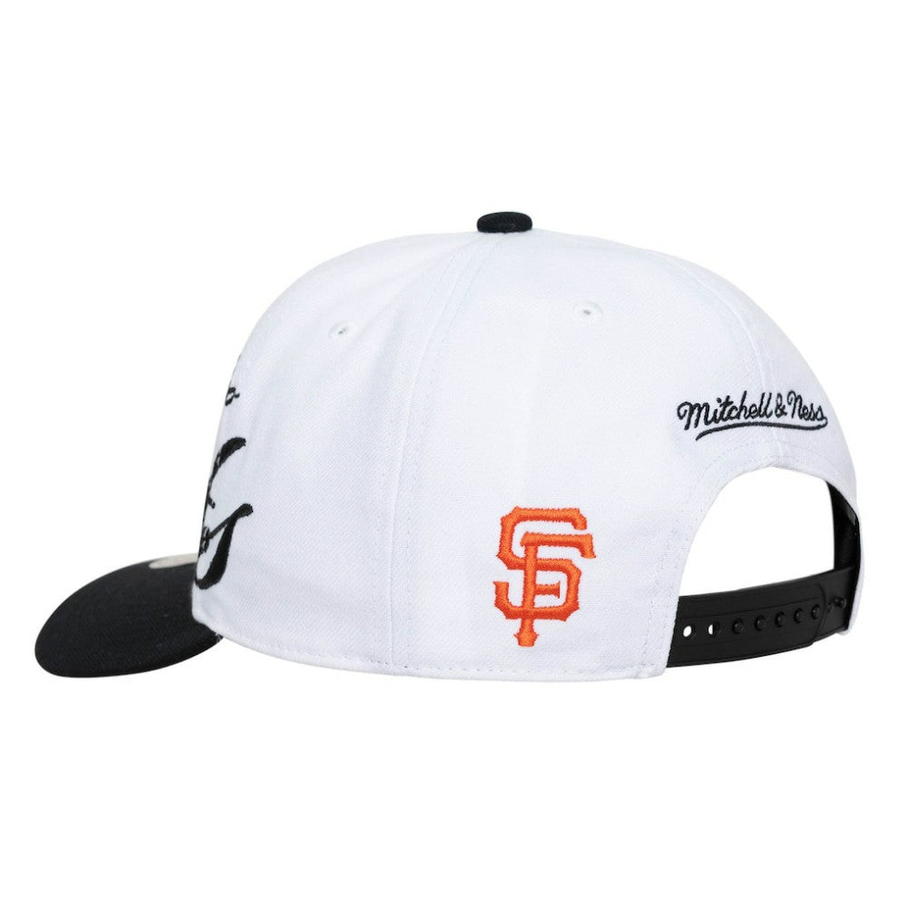 San Francisco Giants Unisex XL Script Pro Crown Adjustable Hat - White/Black | Mitchell & Ness