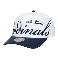 St. Louis Cardinals Unisex XL Script Pro Crown Adjustable Hat - White/Navy | Mitchell & Ness