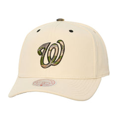 Washington Nationals Unisex Camo Logo Pro Crown Snapback Hat - Cream | Mitchell & Ness