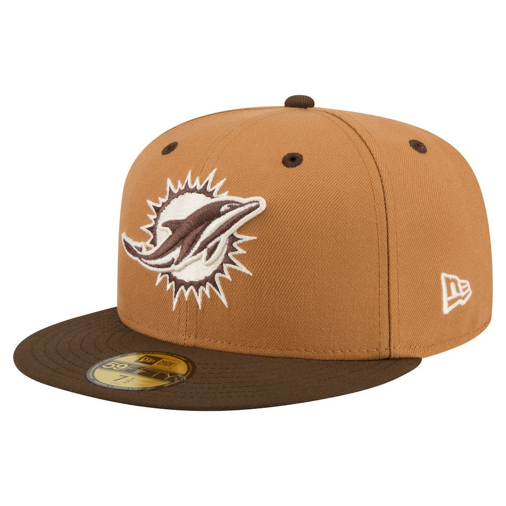 Miami Dolphins New Era Two-Tone Walnut 59FIFTY Fitted Hat - Light Brown/Dark Brown sale