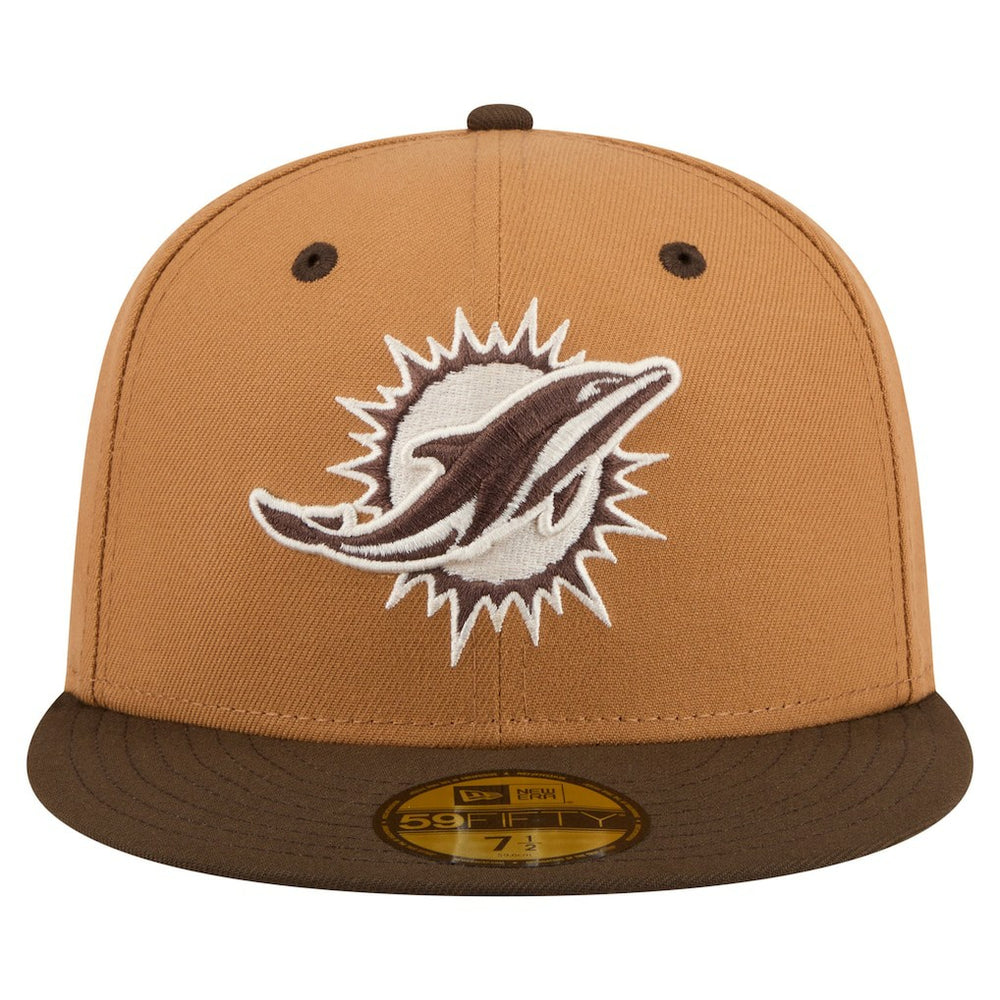 Miami Dolphins New Era Two-Tone Walnut 59FIFTY Fitted Hat - Light Brown/Dark Brown sale