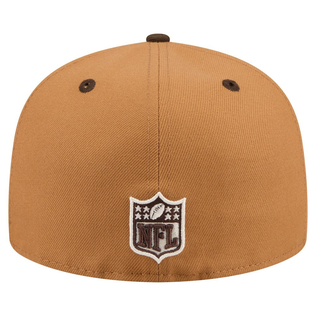 New England Patriots New Era Two-Tone Walnut 59FIFTY Fitted Hat - Light Brown/Dark Brown on sale